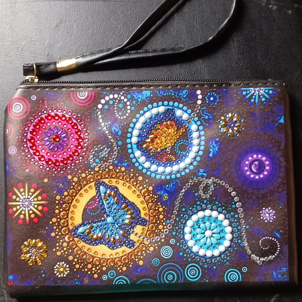 Leather clutch purse butterflies